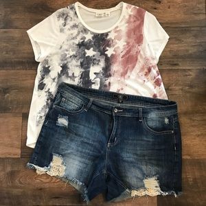 🌵new add🌵Cato distressed lace pocket shorts